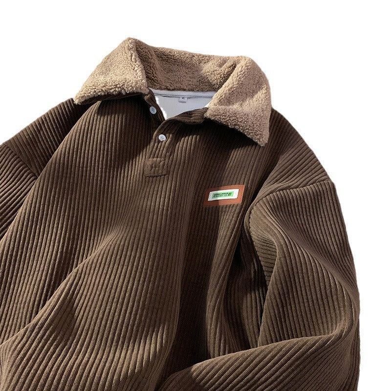 Corduroy Half-Zip Polo Sweater