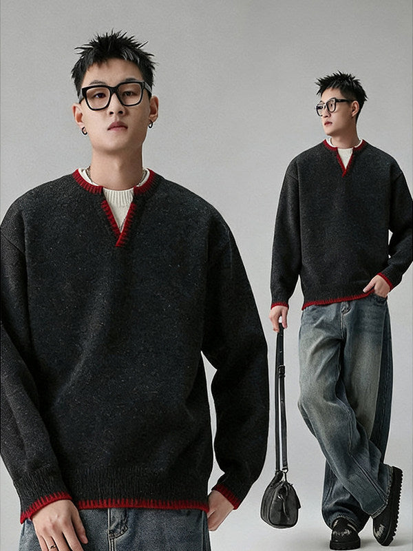 Urban Notch-Neck Knit Sweater