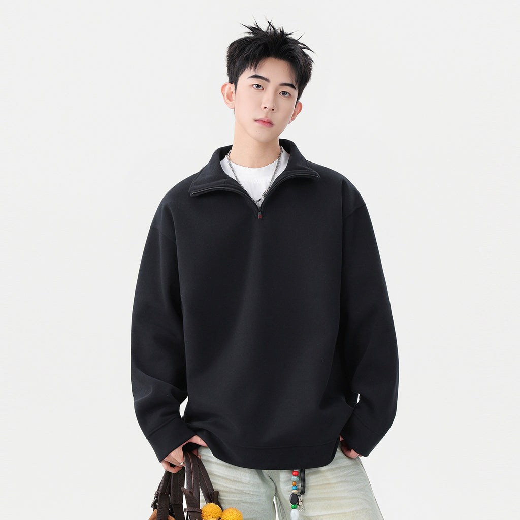 Quarter-Zip Drop-Shoulder Pullover