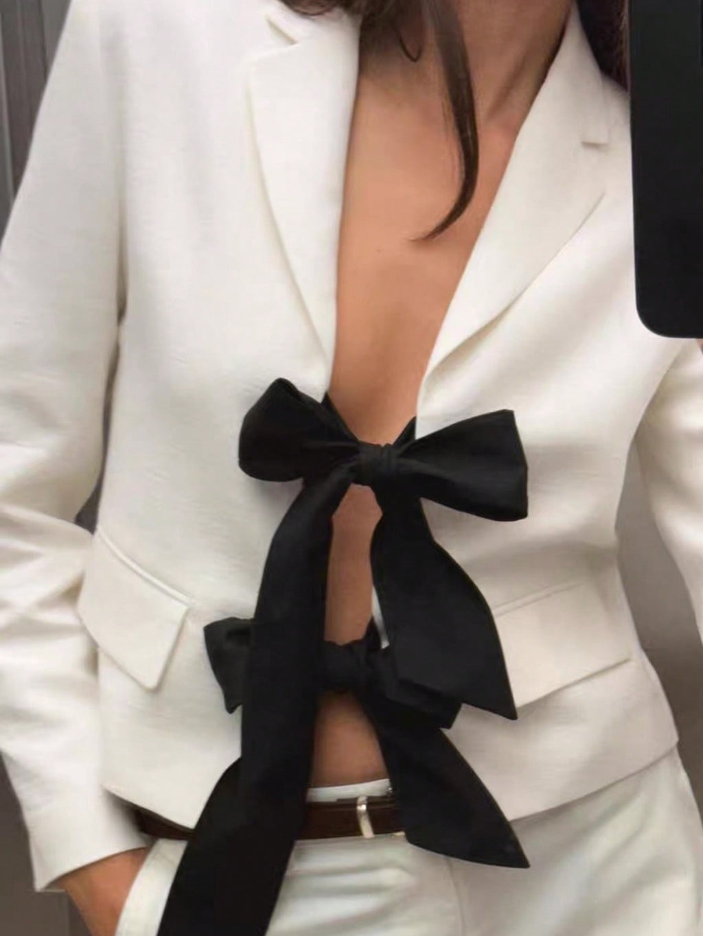Women's Color-Block Bow Blazer