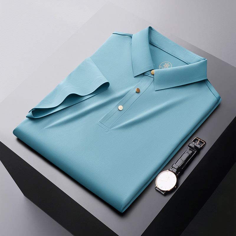 Laminated Solid Color Polo Shirt