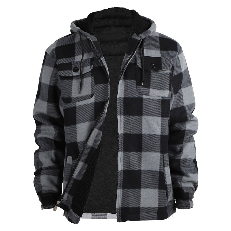 Lined Plaid Hooded Jacket