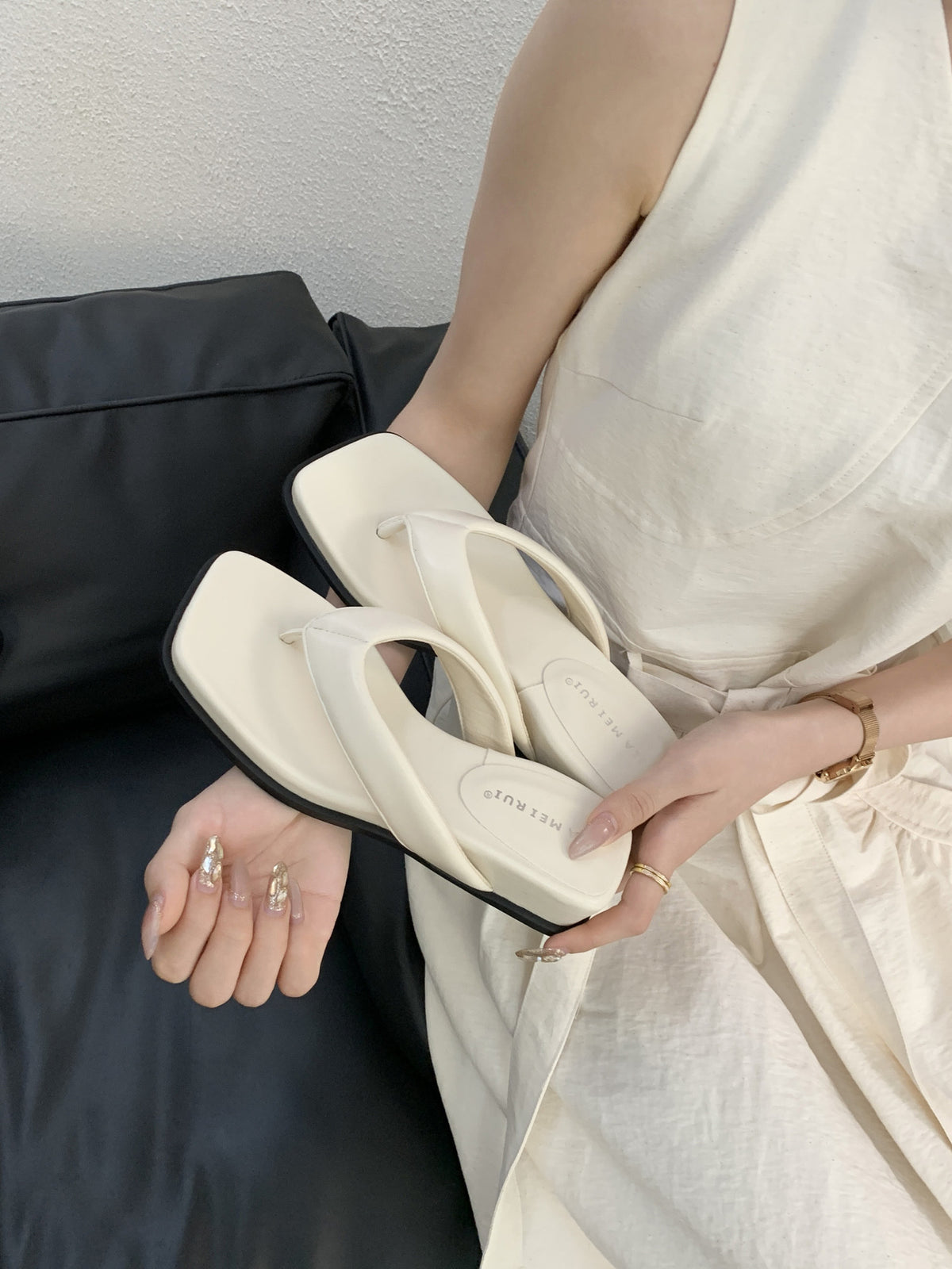 Square-Toe Wedge Sandals