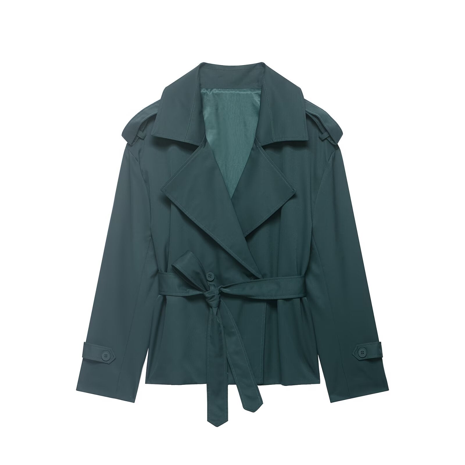 Elegant Tie Waist Short Trench Jacket