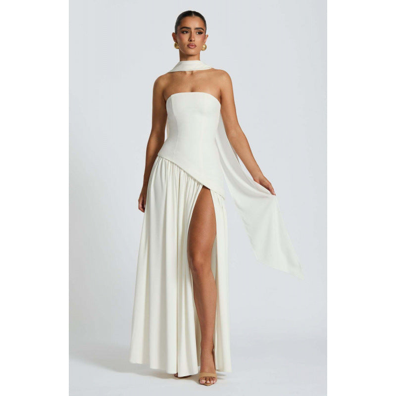 Strapless Slit Maxi Dress