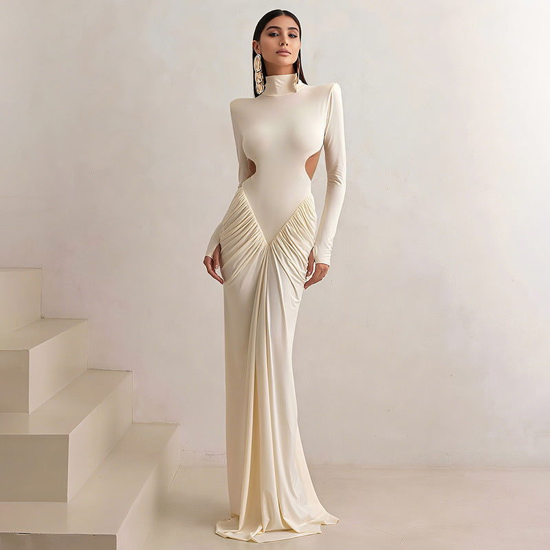 Elegant Ruched Cutout Maxi Dress
