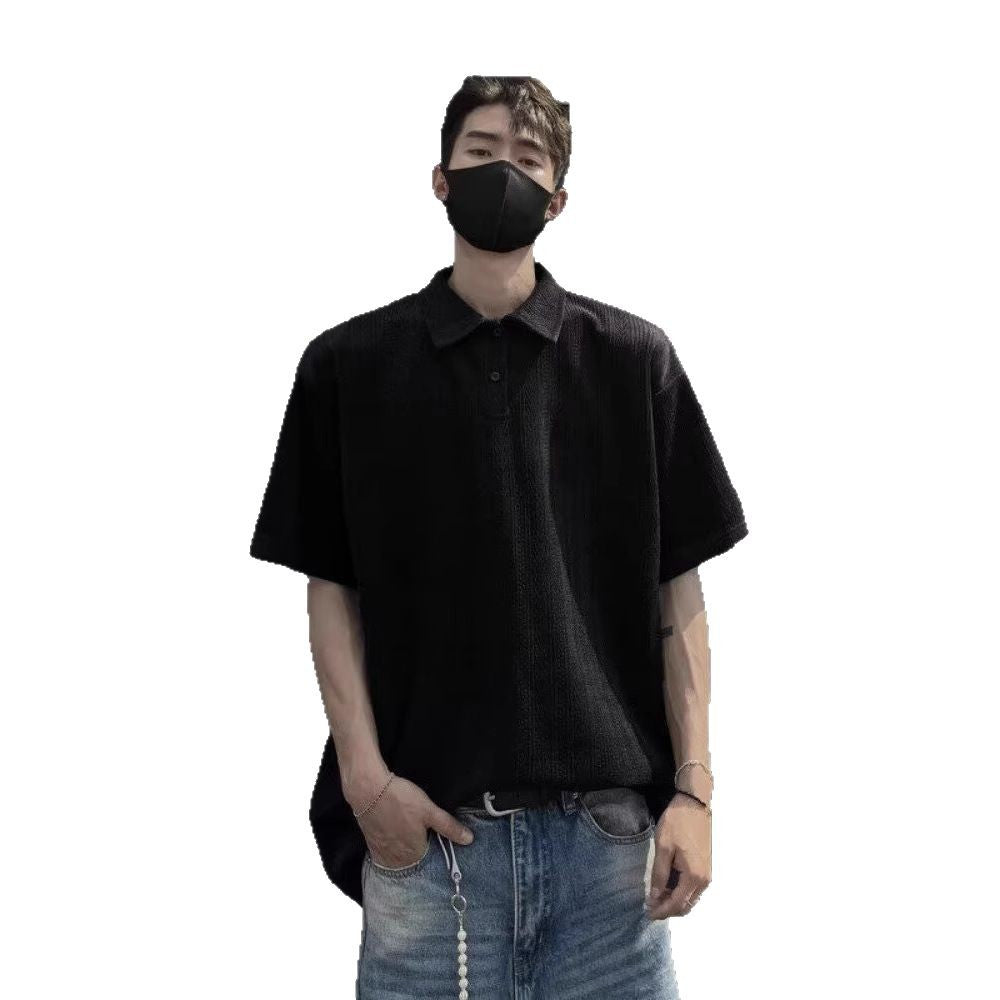 Ribbed Knit Polo Shirt