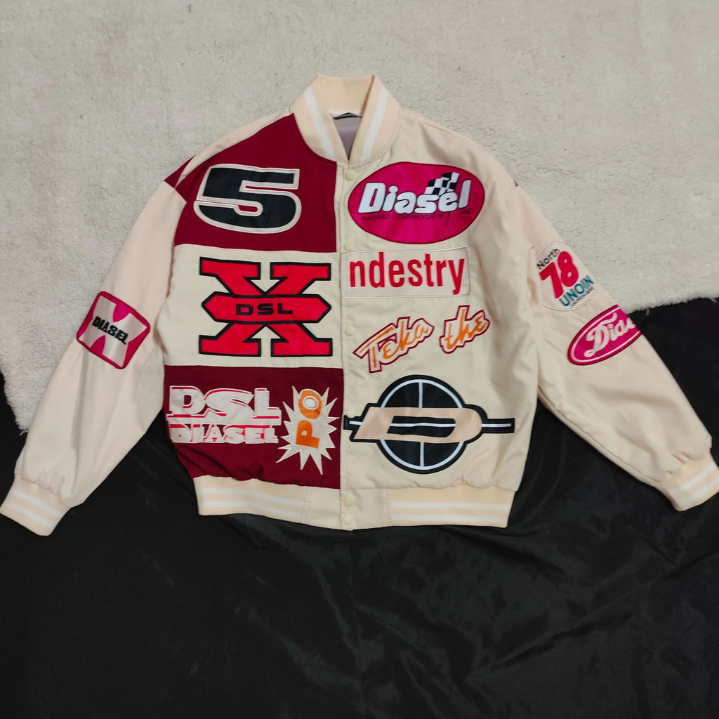 Cartoon Embroidered Varsity Jacket