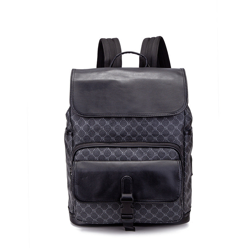 New men's bag fashion trend simple casual backpack check large capacity business travel bag student school bag backpack