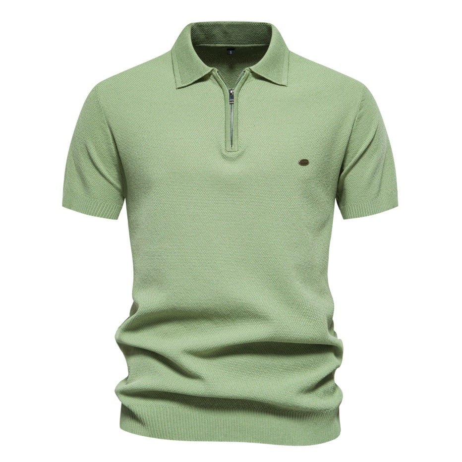 Textured Vertical Stripe Knit Polo