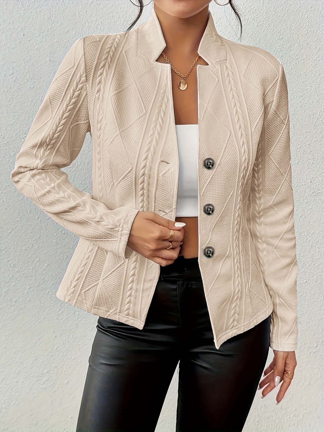 Elegant Cable Knit Blazer Jacket