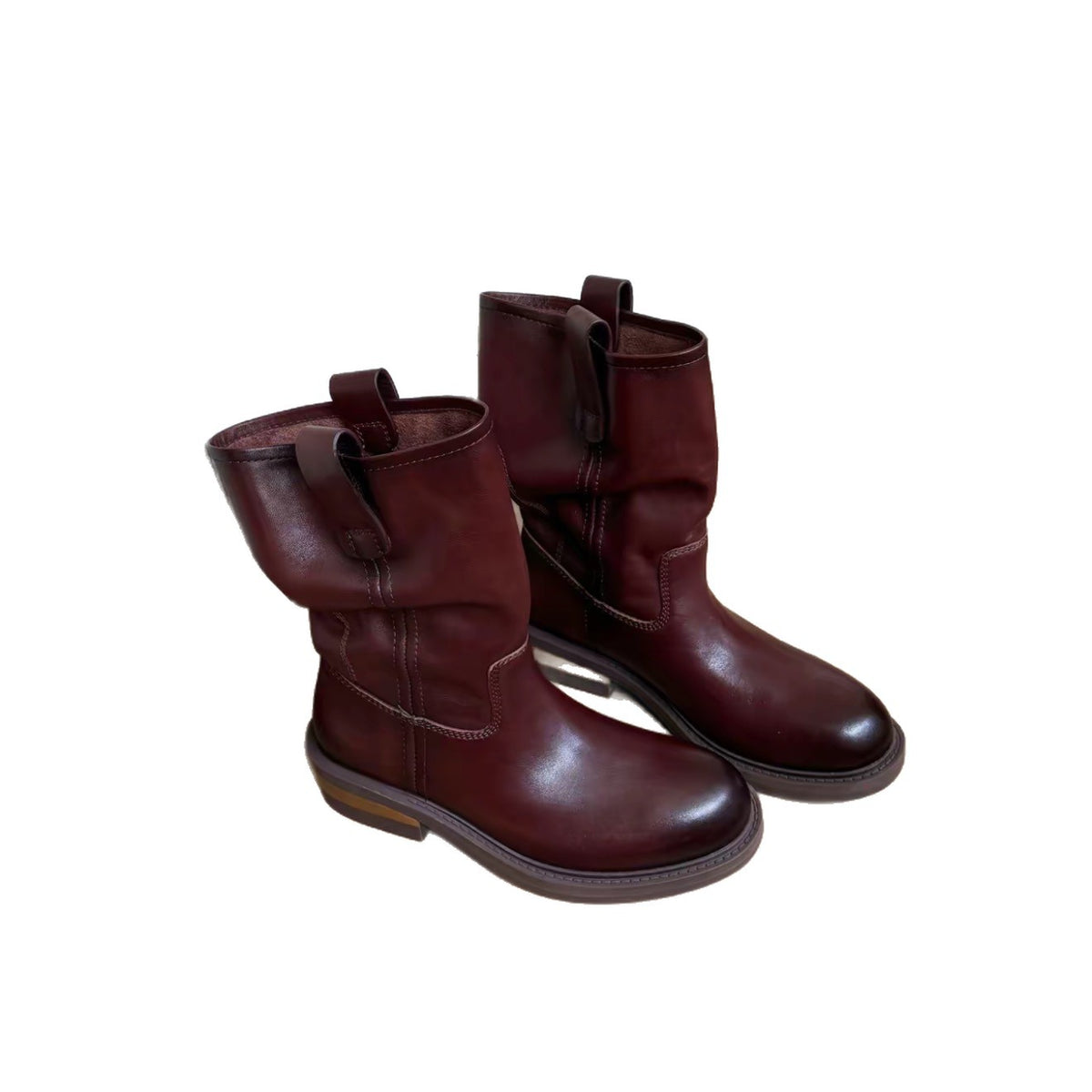 Distressed Pleated Western Boots