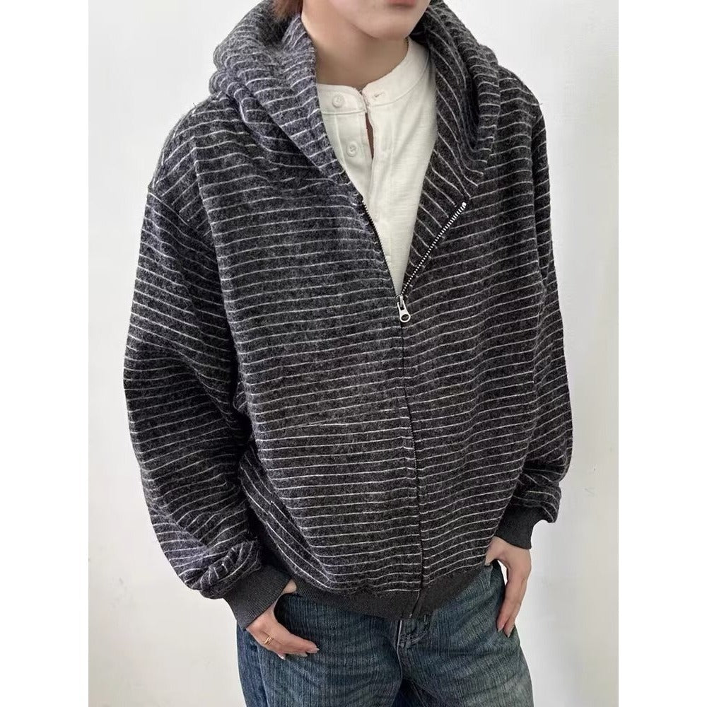 Striped Zip-Up Hoodie Jacket
