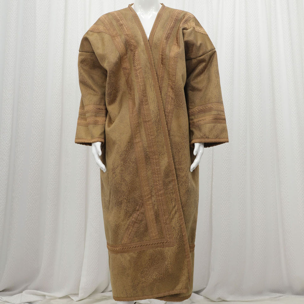 Premium Faux Suede Hooded Thobe Overcoat