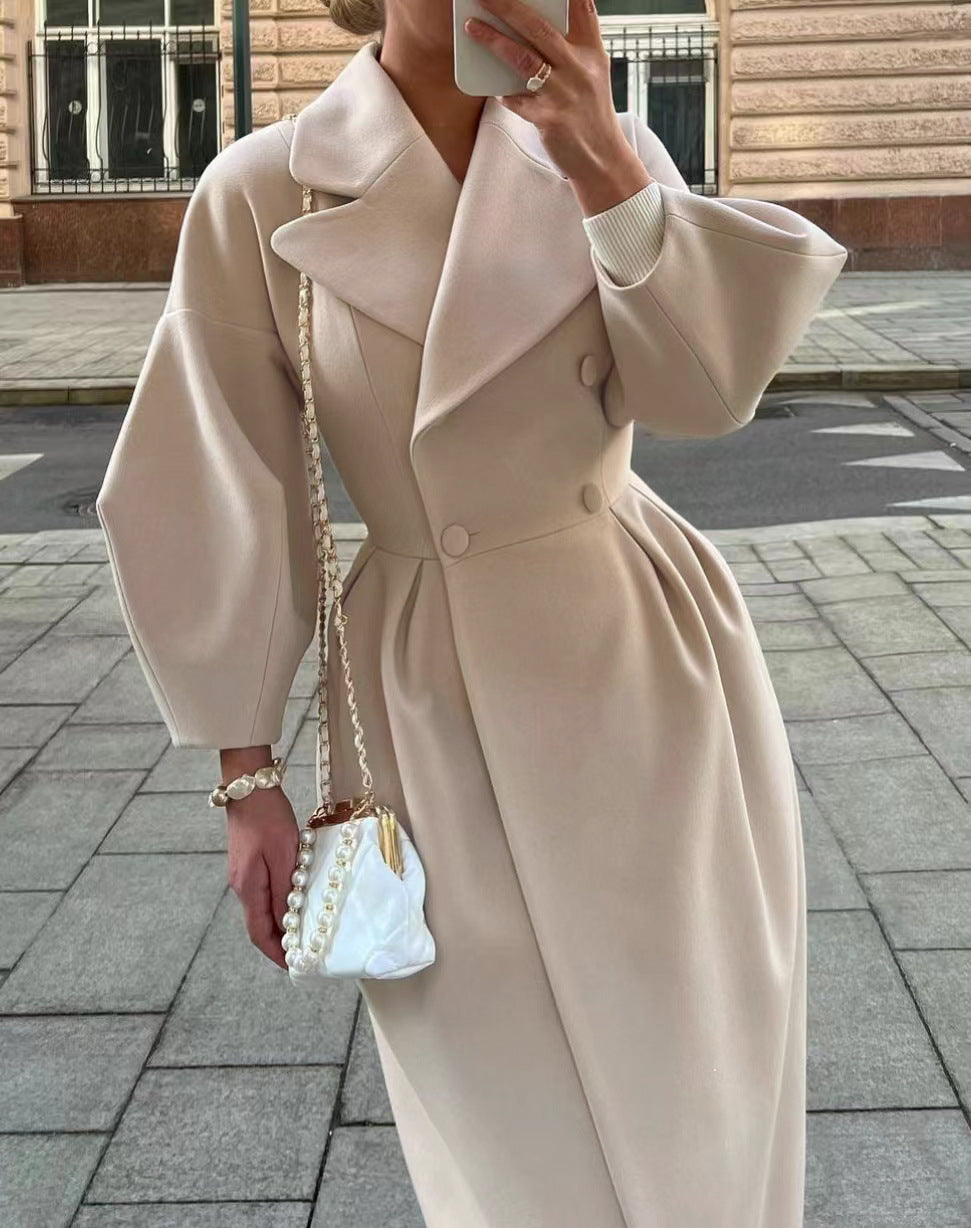 Elegant Double Breasted Long Coat