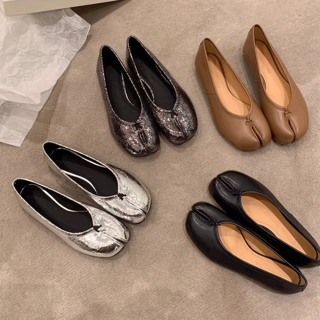 Split-Toe Leather Flats