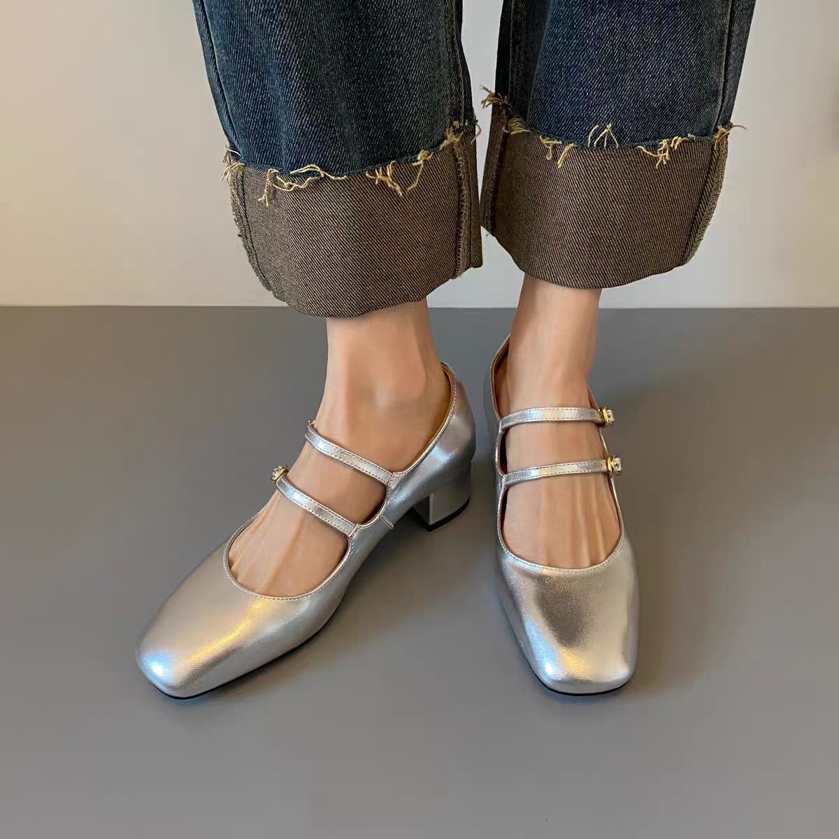Metallic Mary Jane Heels