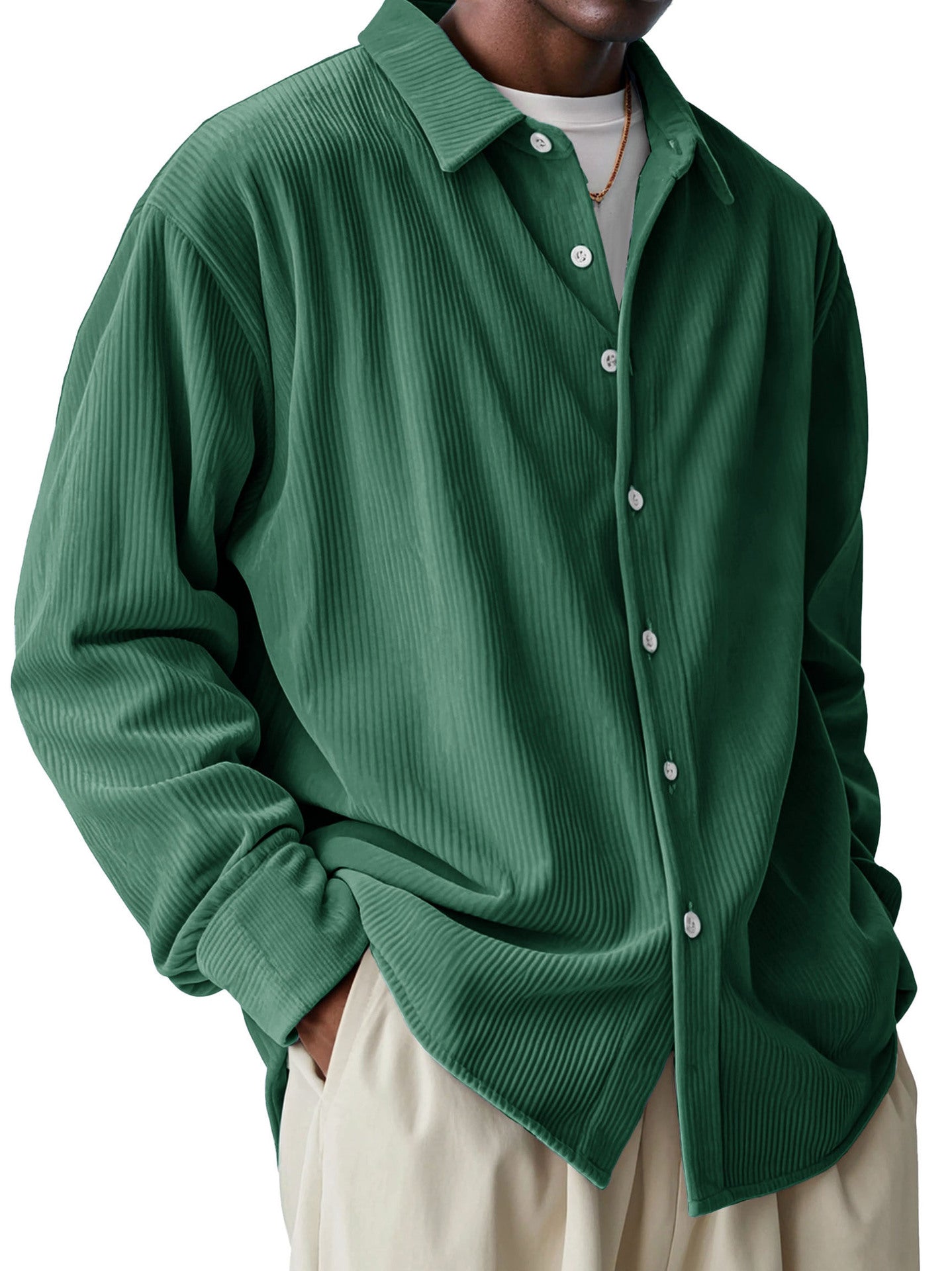 Oversized Ribbed Texture Corduroy Shirt
