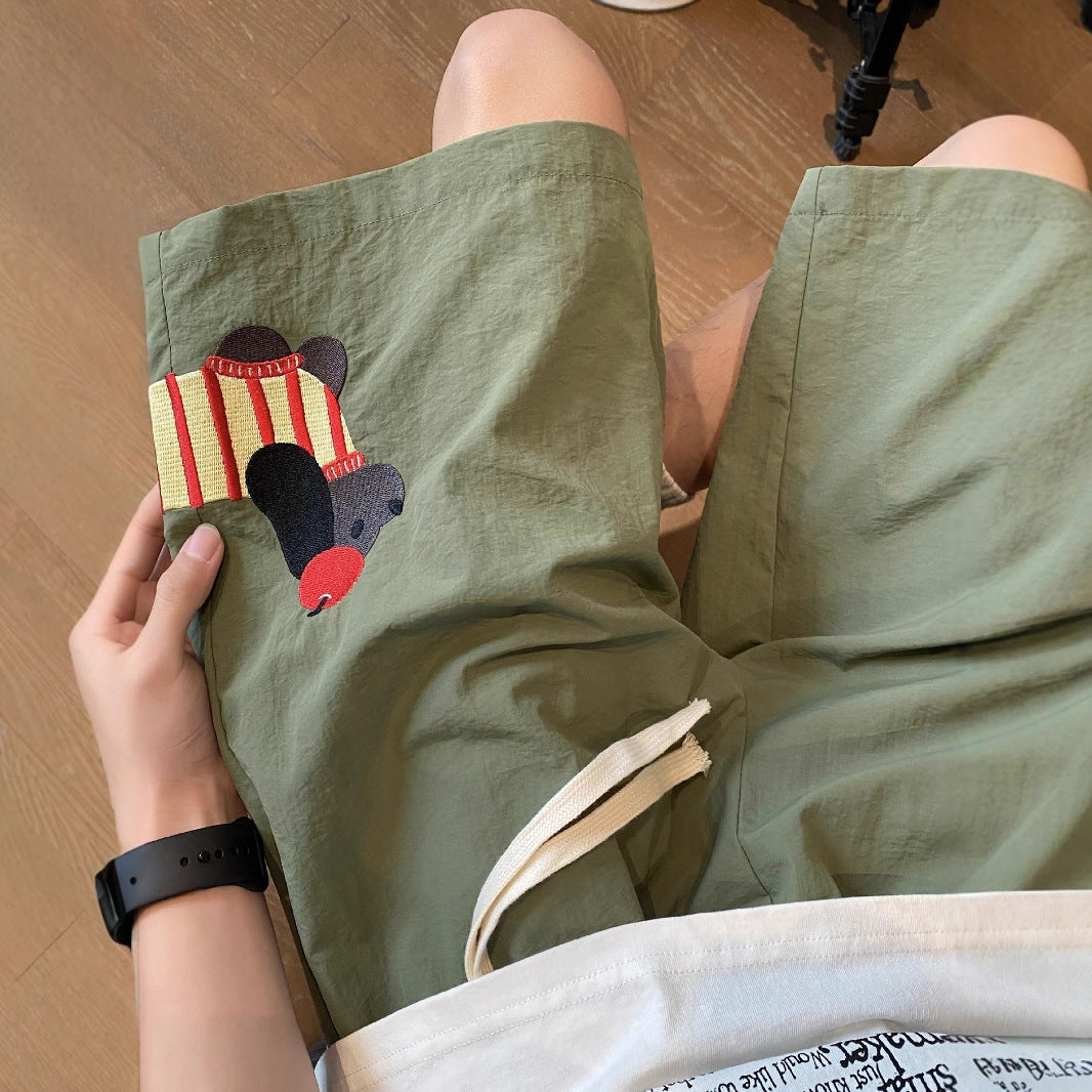 Embroidered Bulldog Sport Shorts