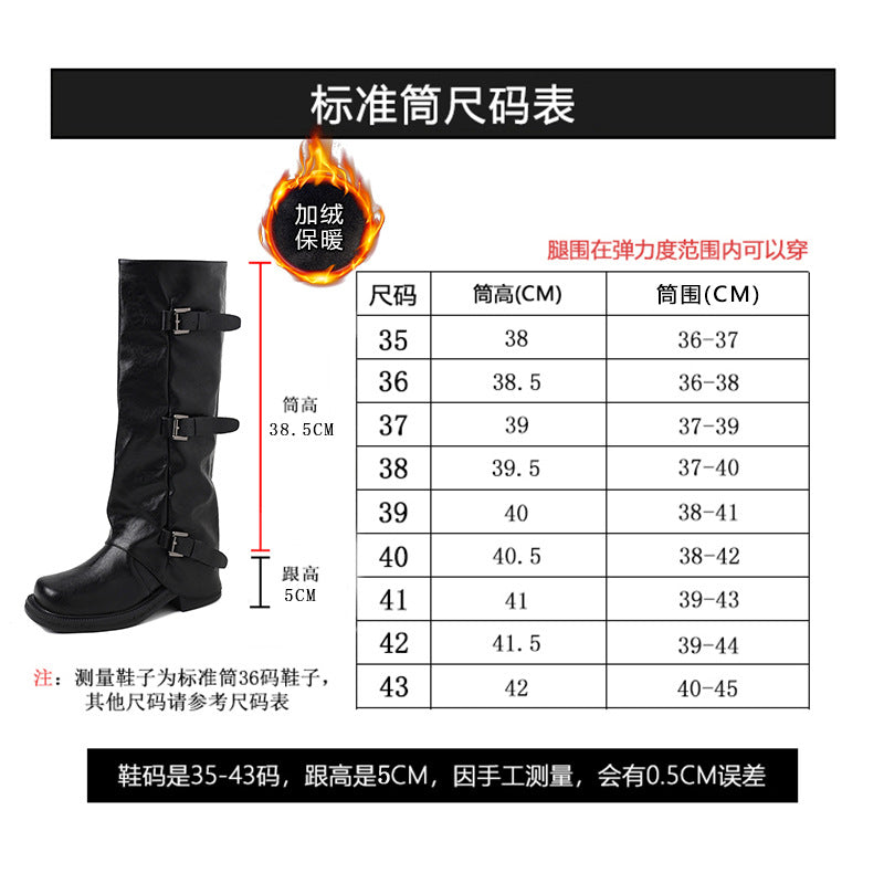 Triple-Buckle Knee-High Boots