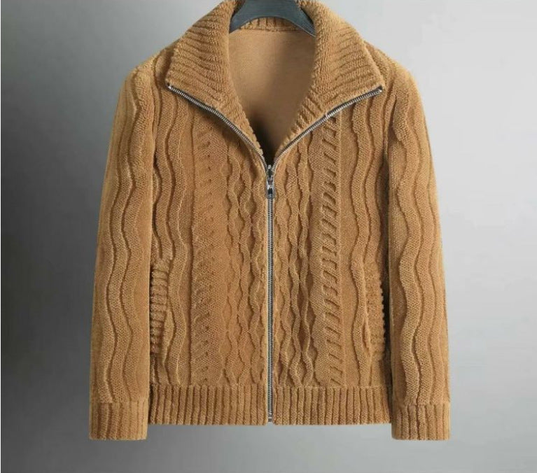 Men’s Zip-Front Cable Knit Cardigan