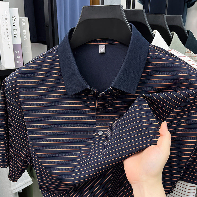 Striped Knit Polo Shirt
