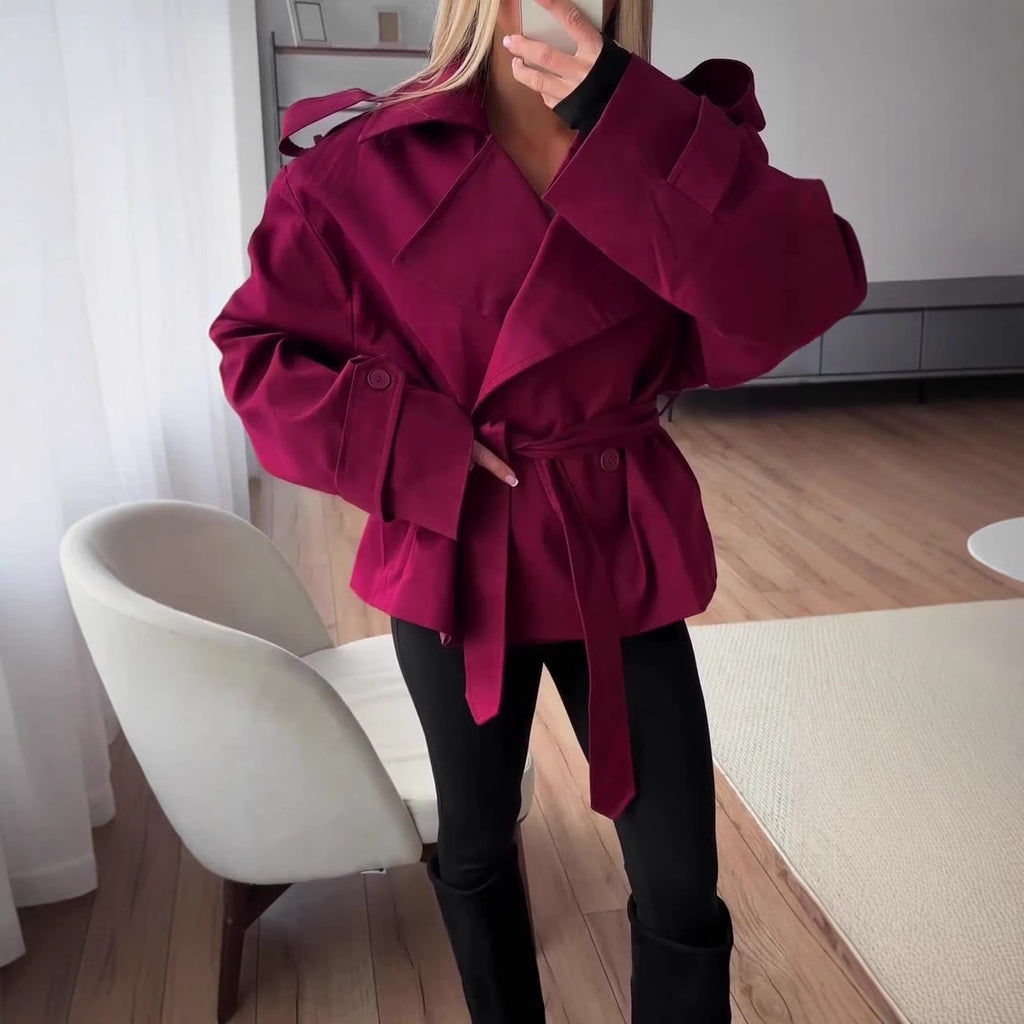 Elegant Tie Waist Blazer Jacket