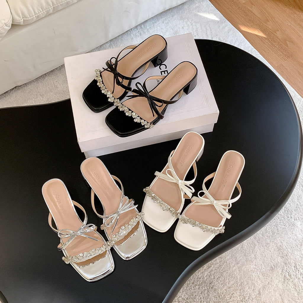 Crystal Butterfly Heel Slides