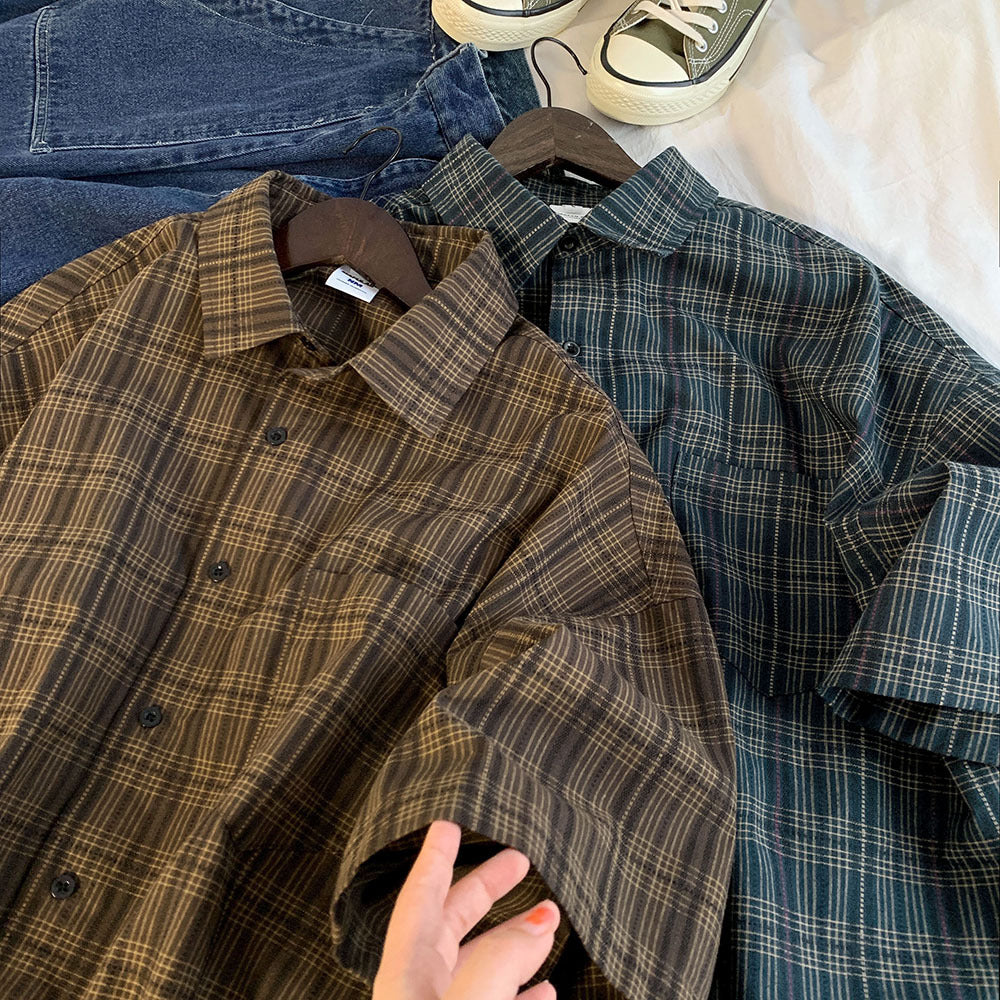 Vintage Plaid Casual Overshirt