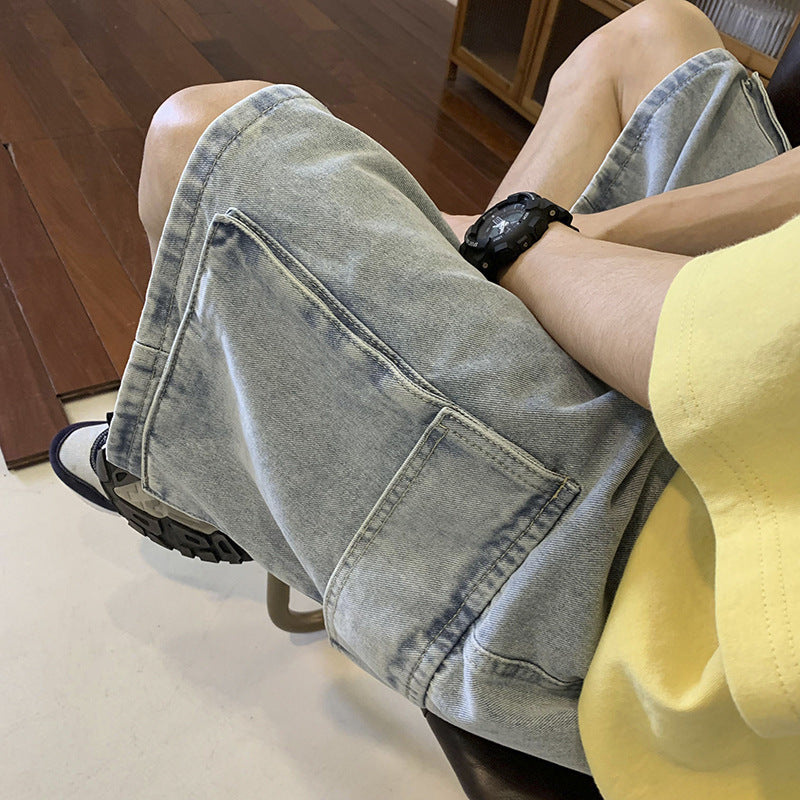 Wide-Leg Denim Shorts