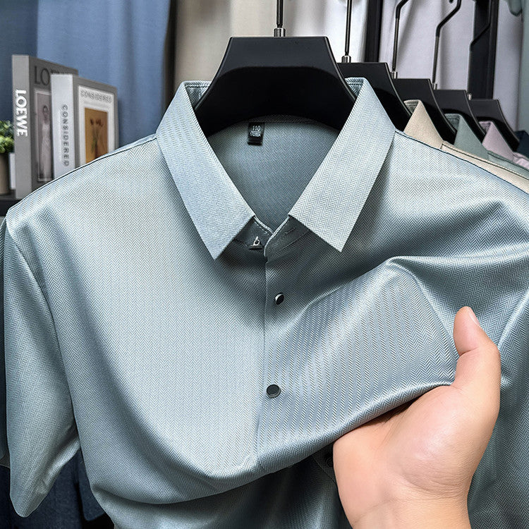 Mulberry Silk Herringbone Shirt