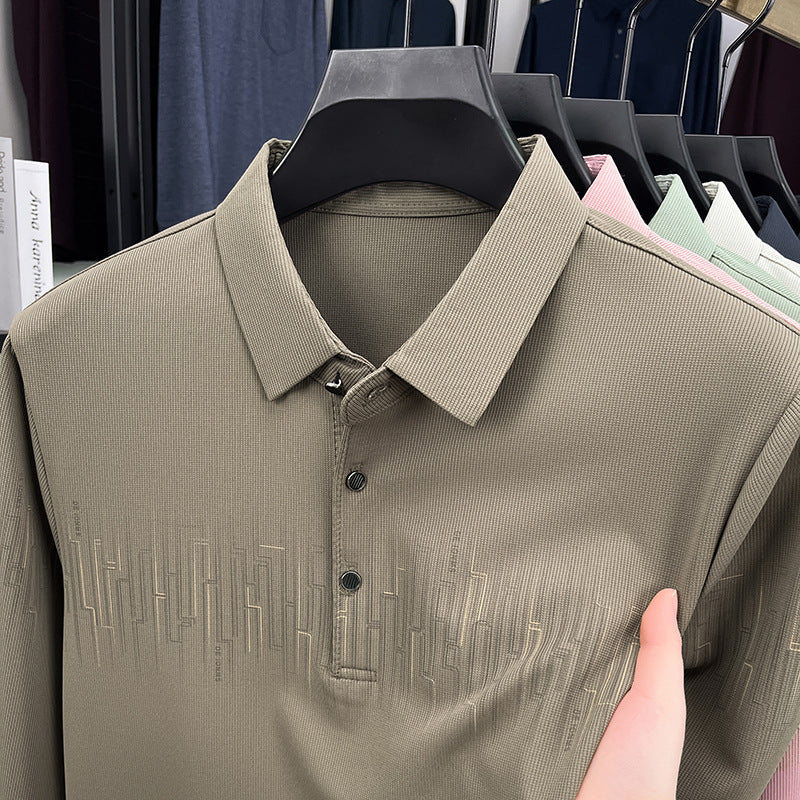 Patterned Long Sleeve Polo