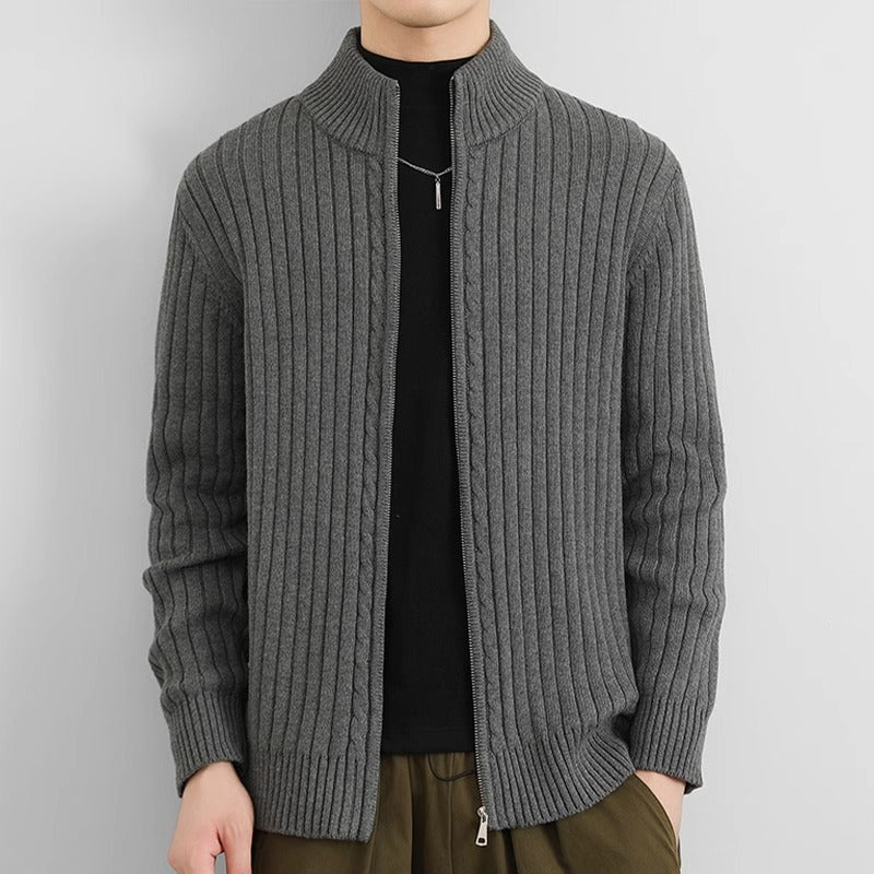 Men's Ribbed Zip-Up Cardigan
