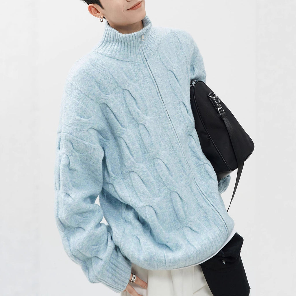 Cable Knit Full-Zip Cardigan