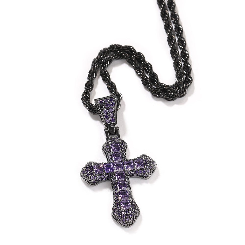 Iced Cross Rope Chain Pendant