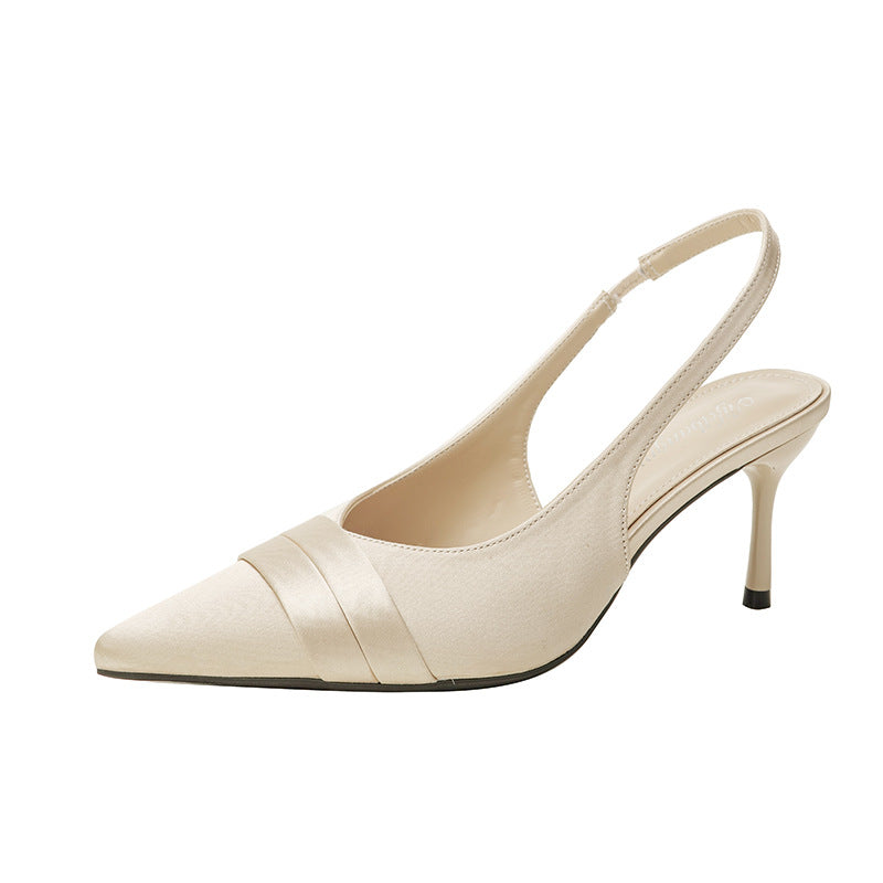 Satin Pointed-Toe Slingbacks