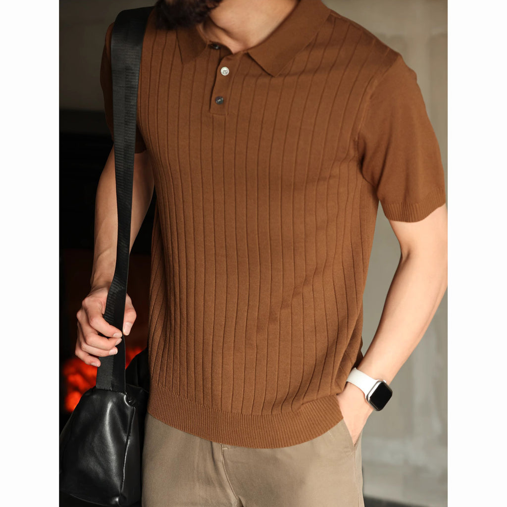 Knitted Ribbed Polo Shirt