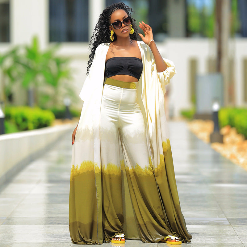 Shawl Cardigan & Wide-Leg Pants Set