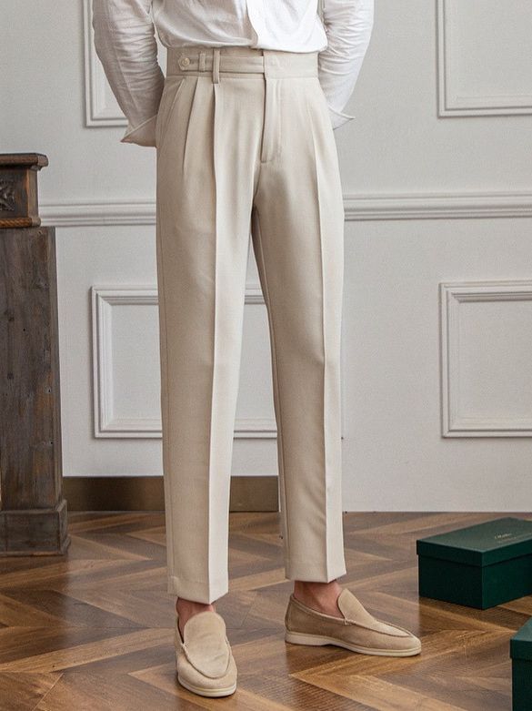 Tailored Neapolitan Straight-Leg Trousers
