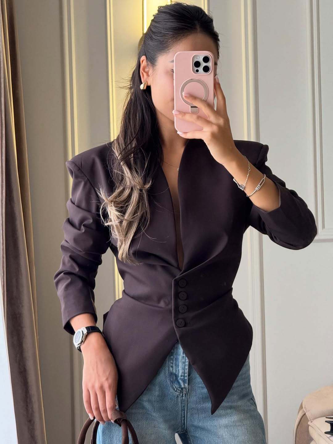 Elegant Asymmetrical Blazer Top
