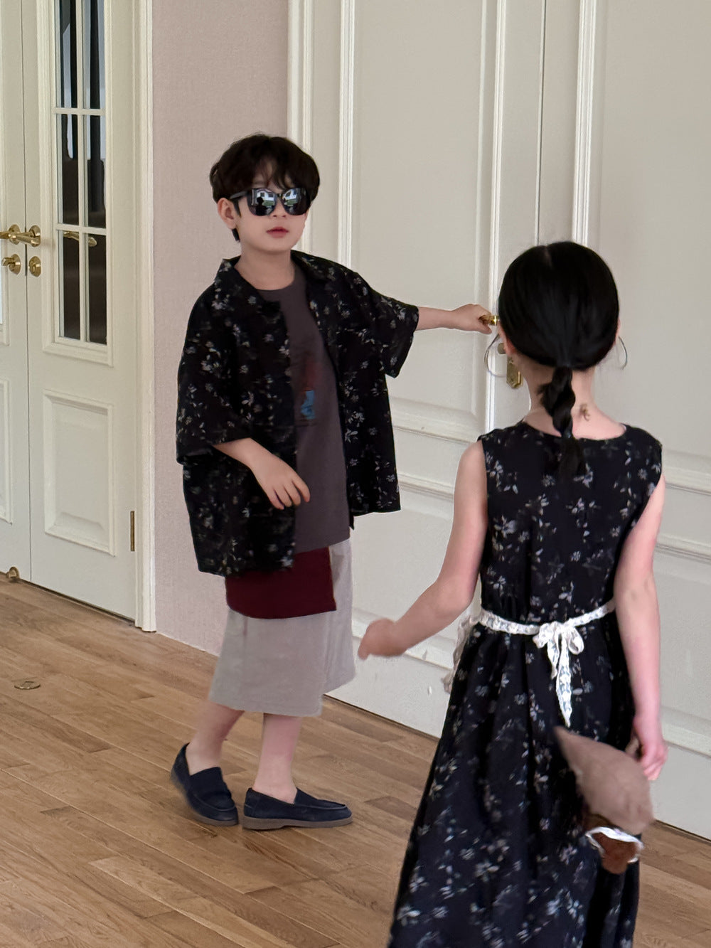 Kids' Printed Vest Dress and Short-Sleeve Shirt