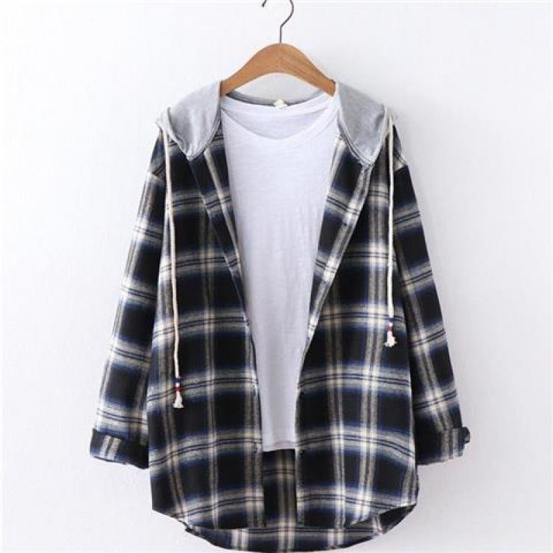 Plaid Flannel Hoodie Shirt