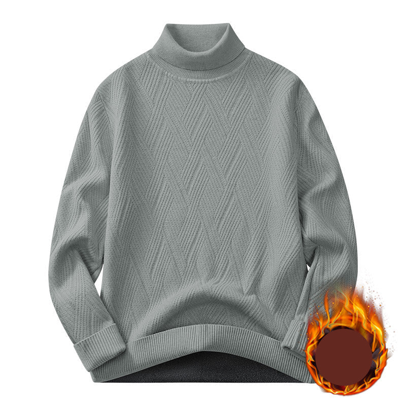 High-Neck Textured Knit Sweater