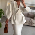 Elegant Peplum Blazer and Skirt Set
