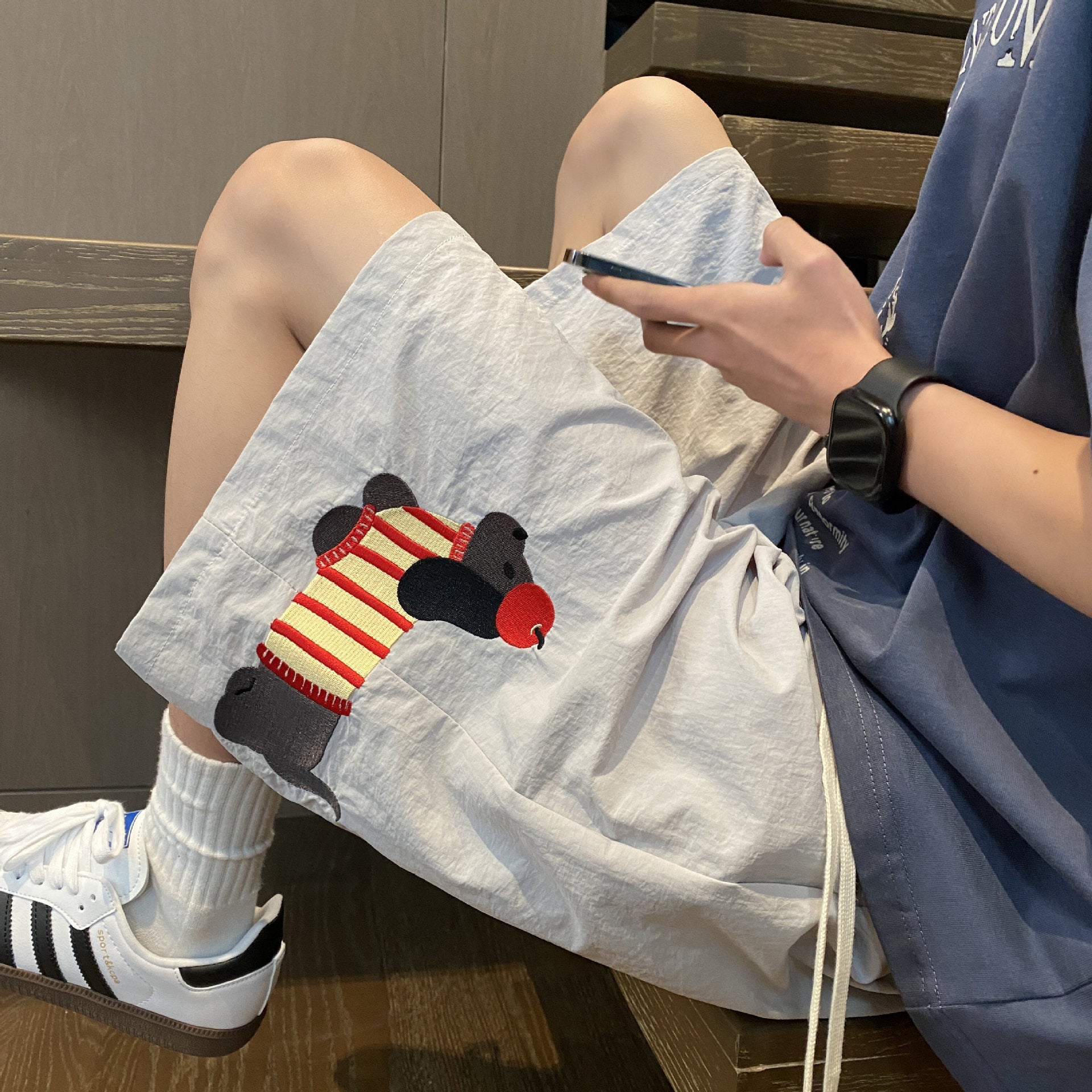 Embroidered Bulldog Sport Shorts