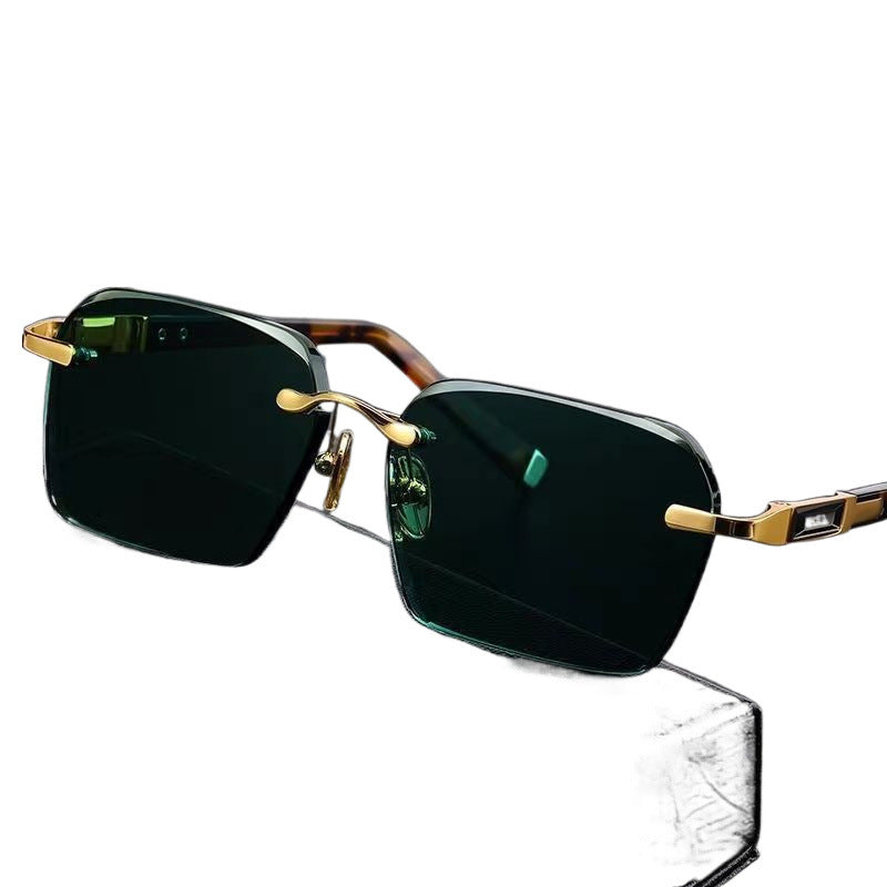 Popular direct sales natural crystal stone glasses, brown sunglasses, crystal glasses, men's stone glasses, rimless, cool and eye-catching
