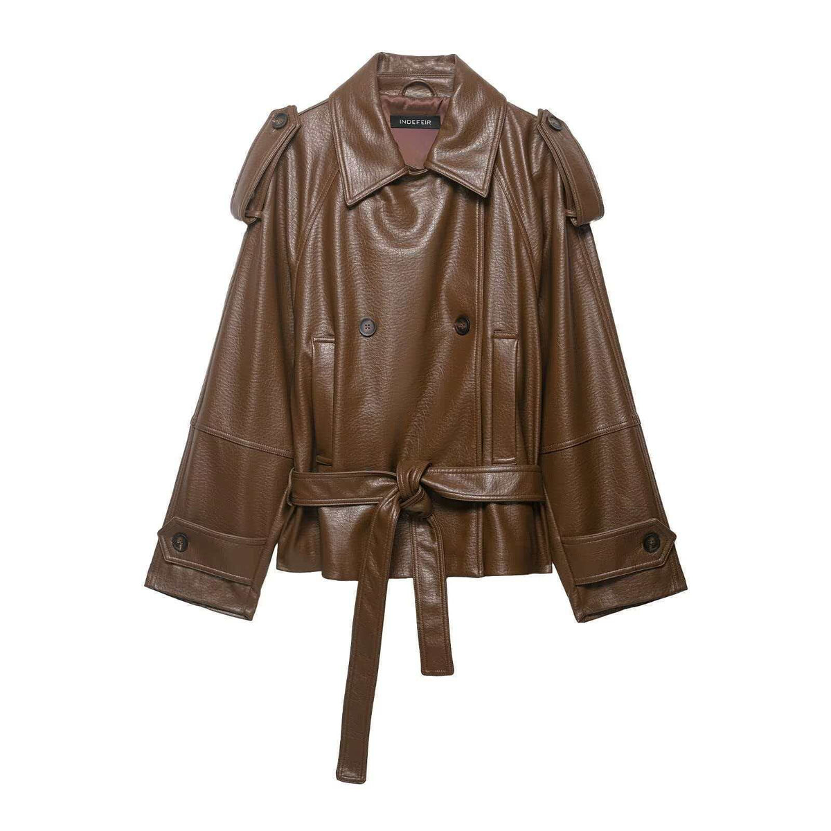 Women's Belted Faux Leather Moto Jacket