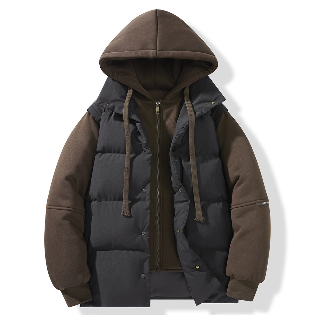 Layered Puffer Vest Hoodie