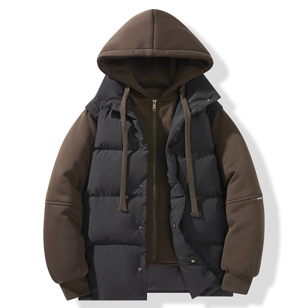 Layered Puffer Vest Hoodie