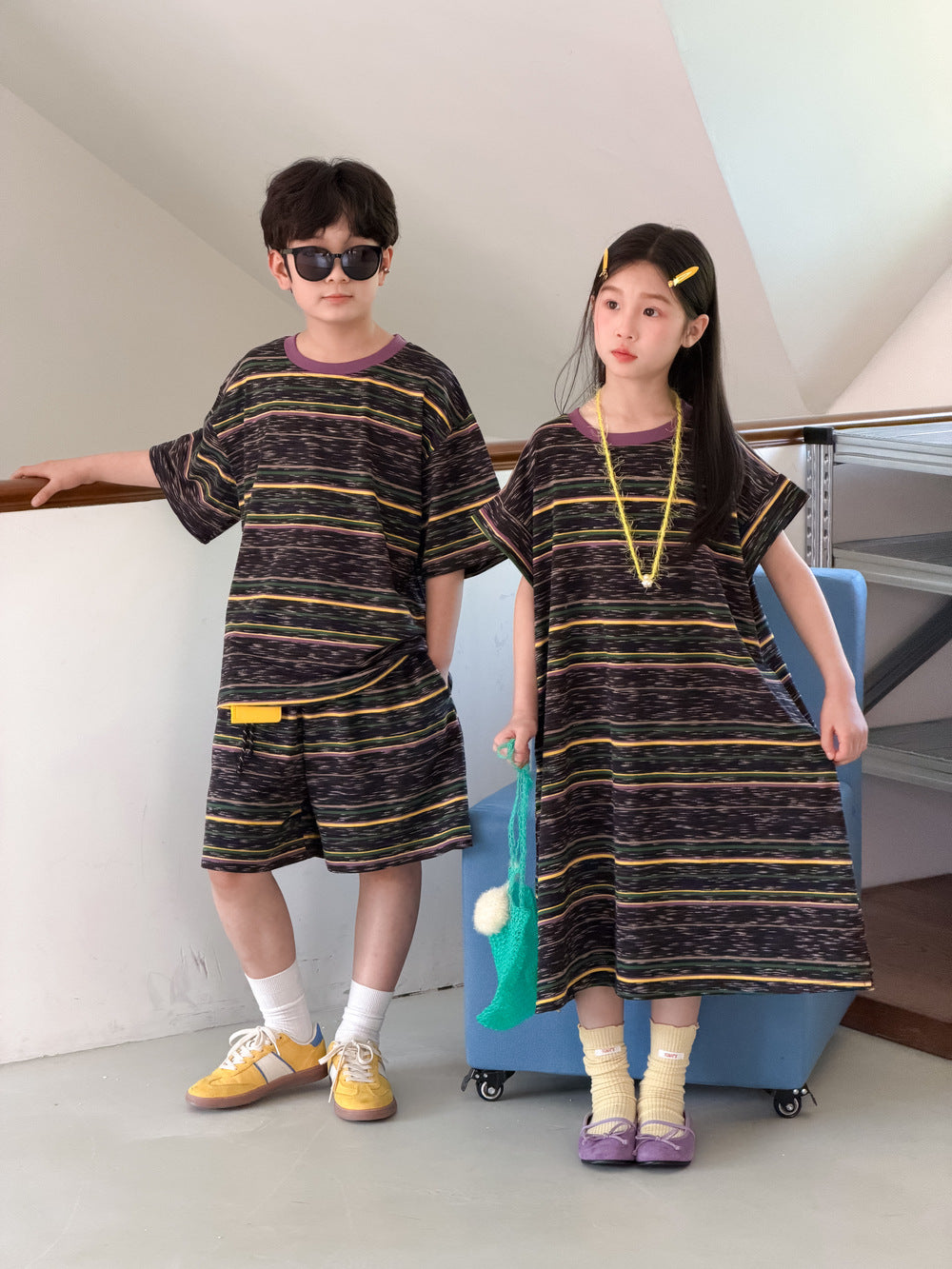 Kids' Striped T-Shirt and Shorts Set